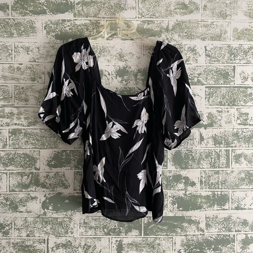 Black floral cold shoulder shirt